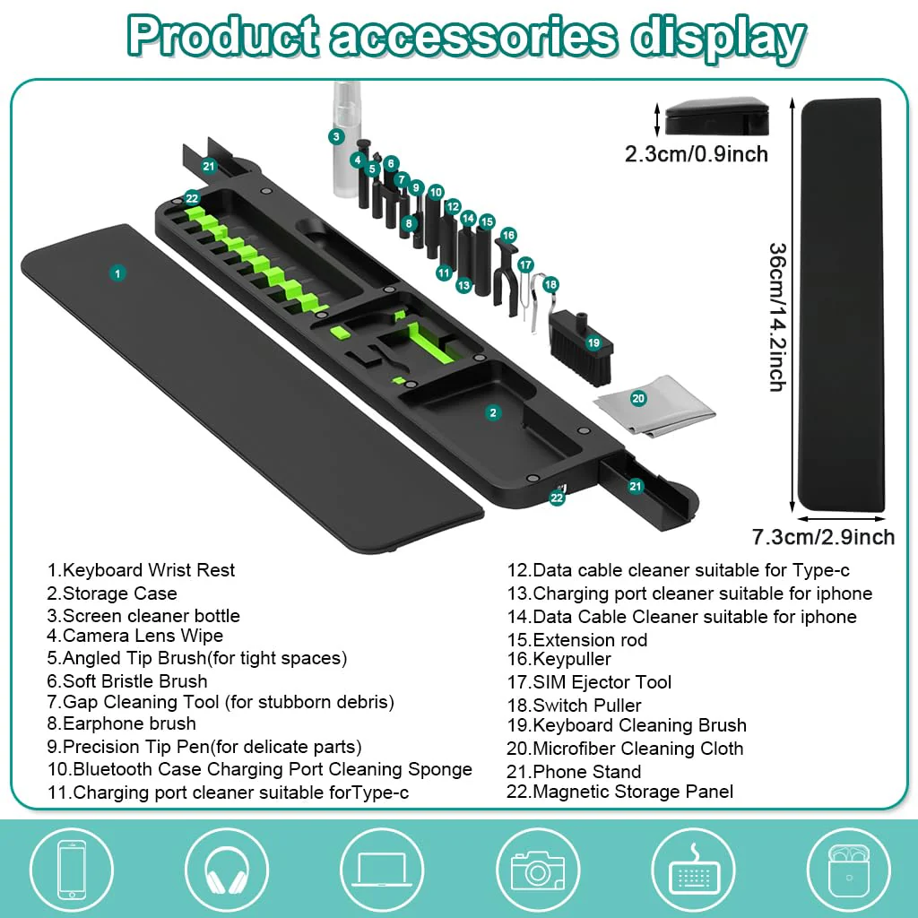 Ergonomic Keyboard Wrist Rest with 22-in-1 Cleaning Kit & Springy Sponge Support for Work and Gaming - Image 7