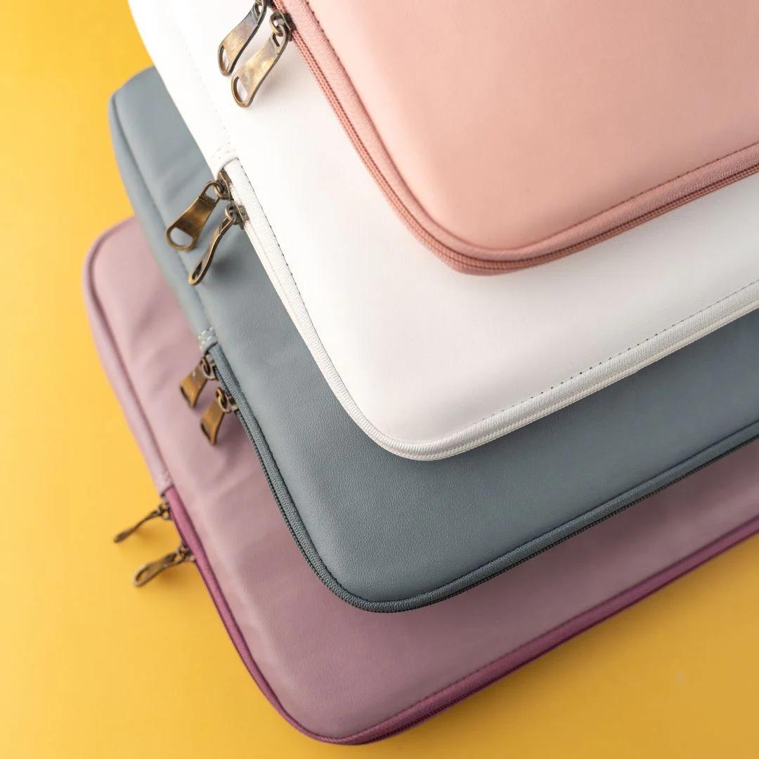 Pink Leather Laptop Sleeve - Image 2