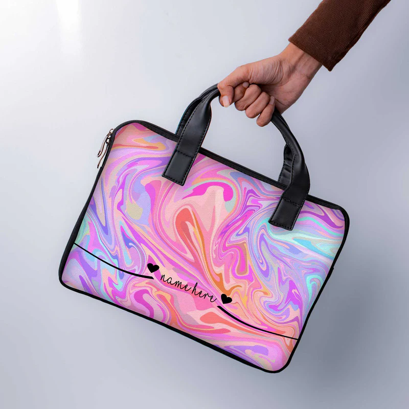 Liquid Swrill Custom Name Laptop Sleeve With Handle