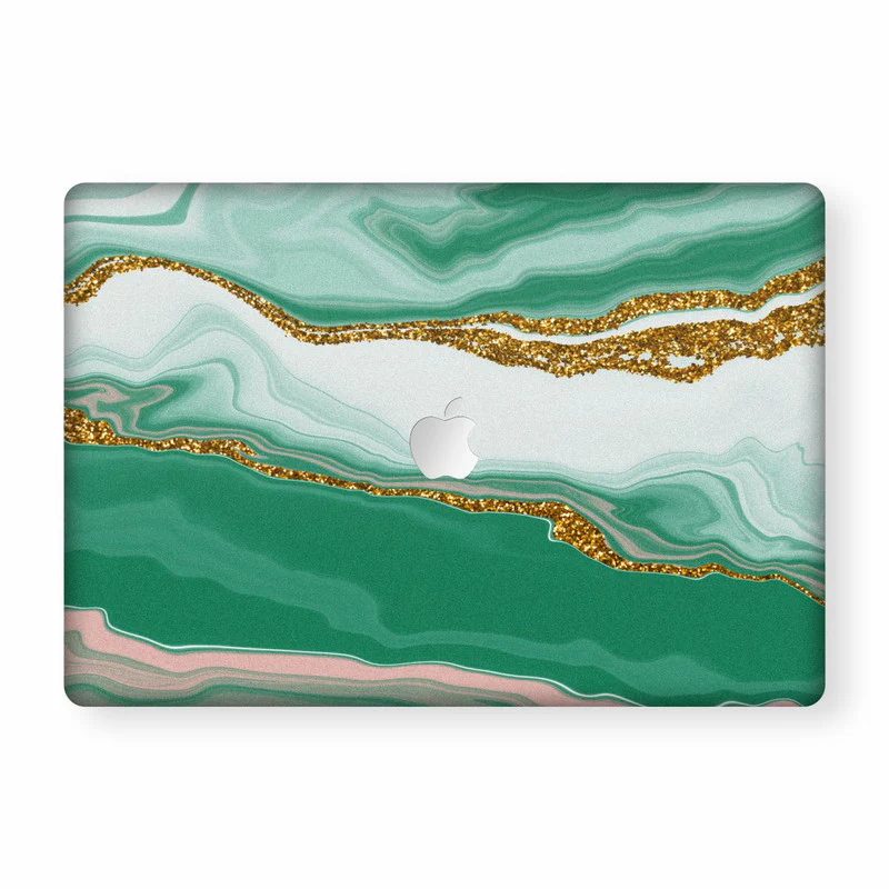 MacBook Aesthetic Green Marble Laptop Skin