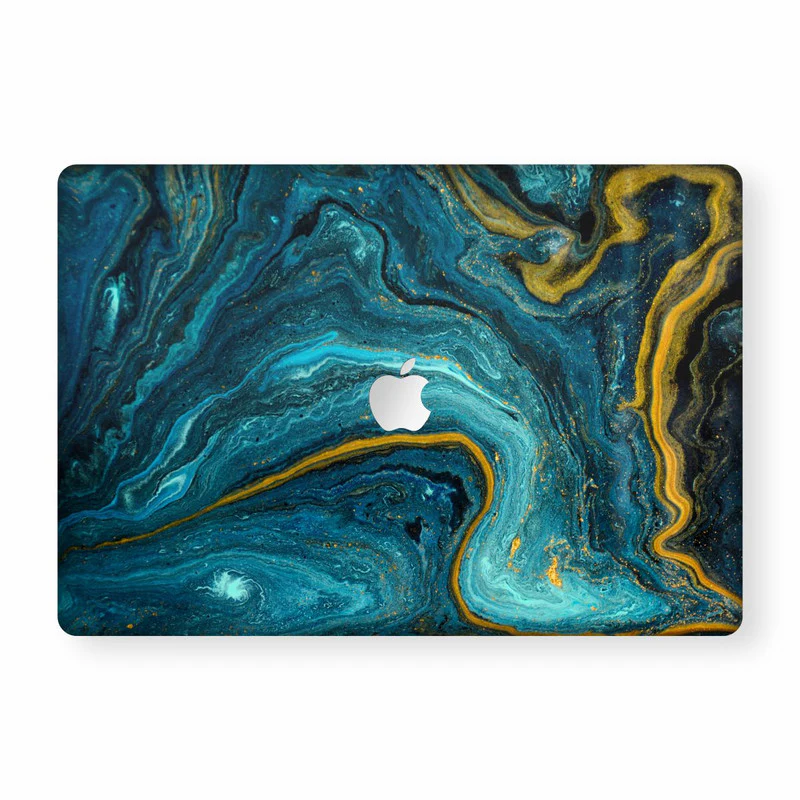 MacBook Blue Gold Marble 2 Laptop Skin
