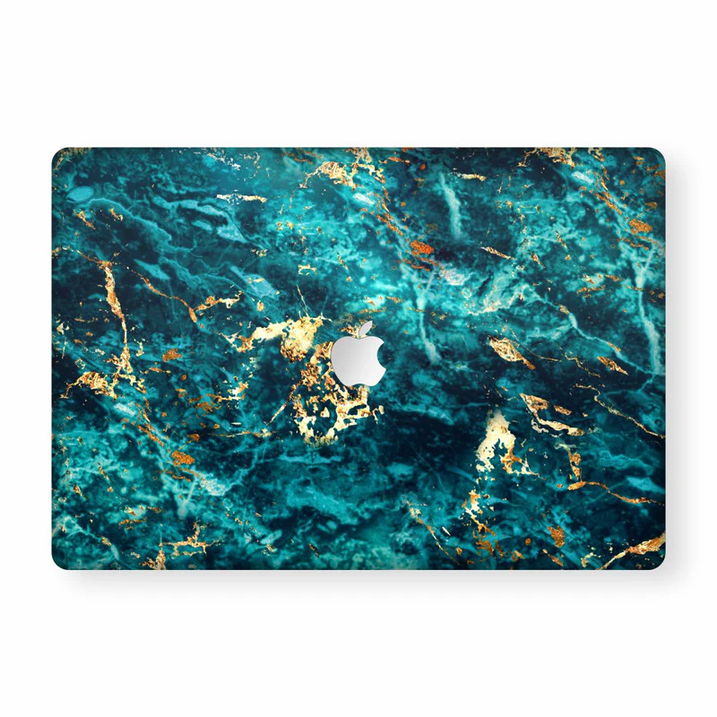 MacBook Blue Gold Marble Laptop Skin