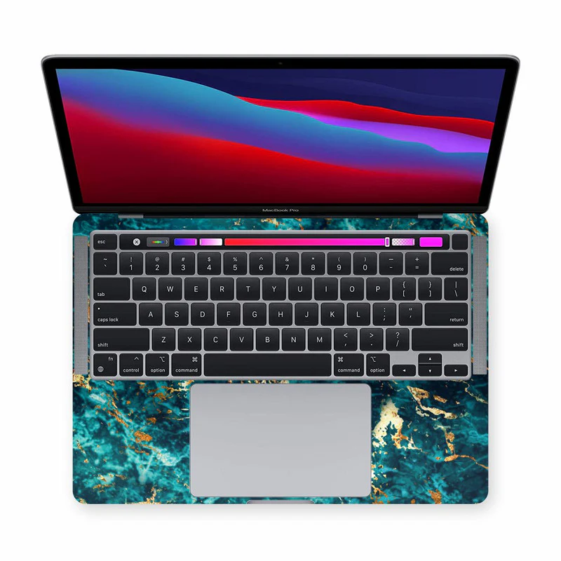 MacBook Blue Gold Marble Laptop Skin - Image 2
