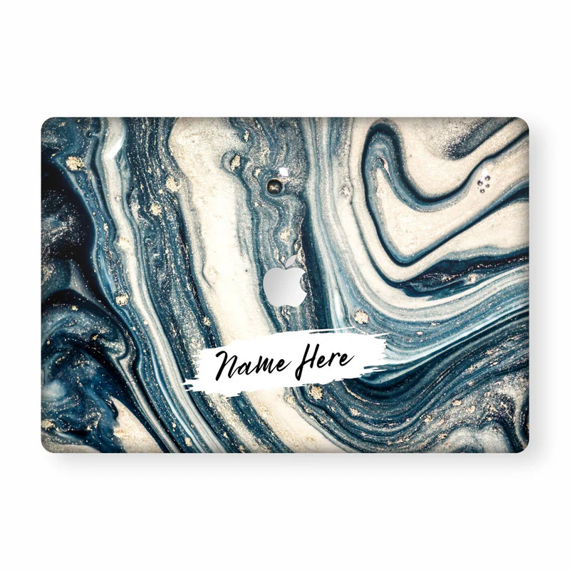 MacBook Glitter Marble Laptop Skin - Custom Name