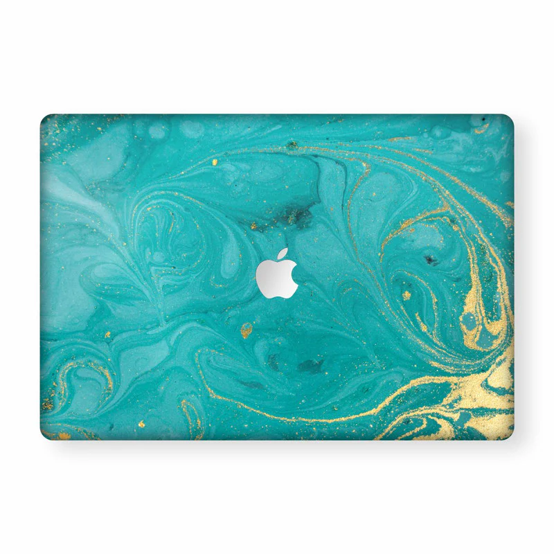 MacBook Green Gold Marble Laptop Skin