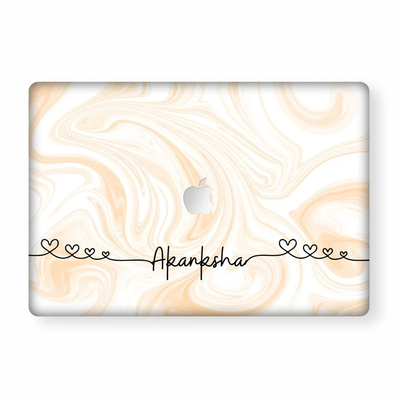 MacBook Liquid Peach Laptop Skin - Custom Name