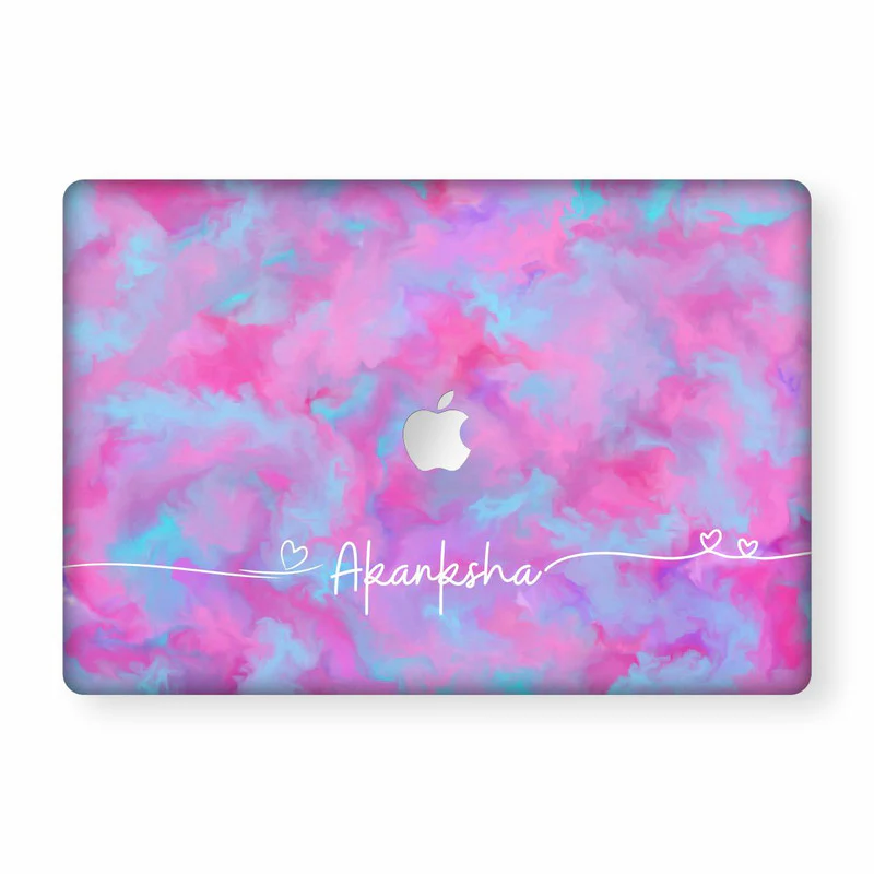 MacBook Pink Paint Laptop Skin - Custom Name