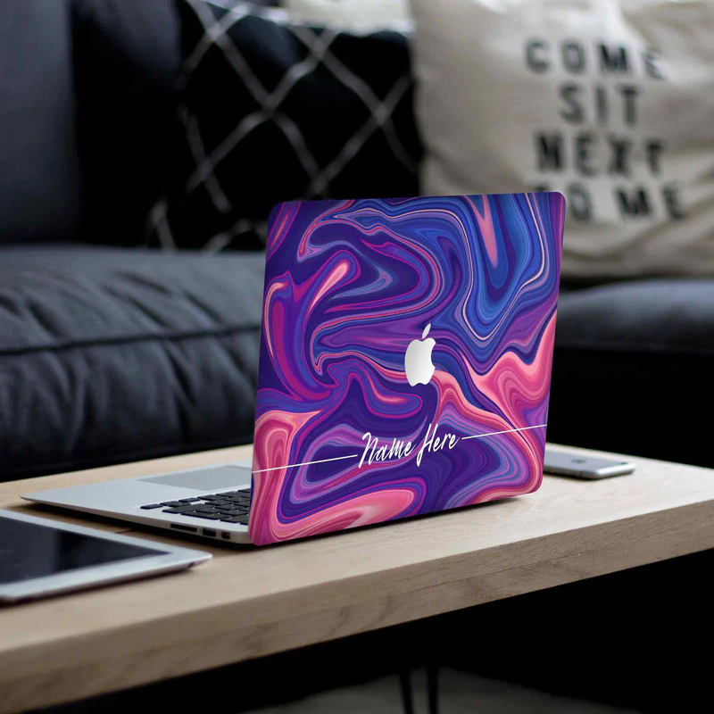MacBook Liquid Purple Laptop Skin - Custom Name - Image 2