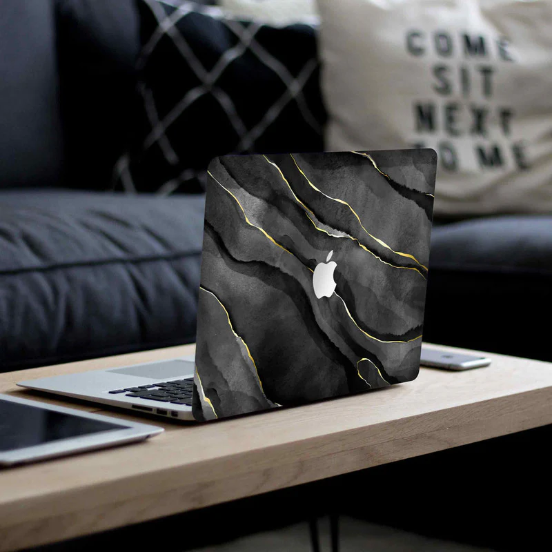 MacBook Royal Black Marble Laptop Skin - Image 3