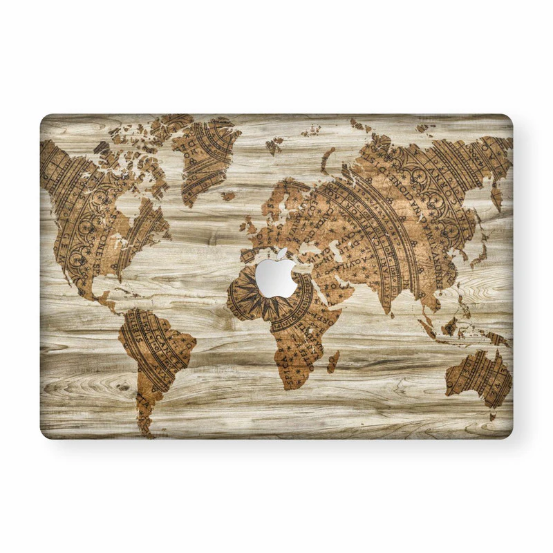 MacBook Wood Map 2 Laptop Skin
