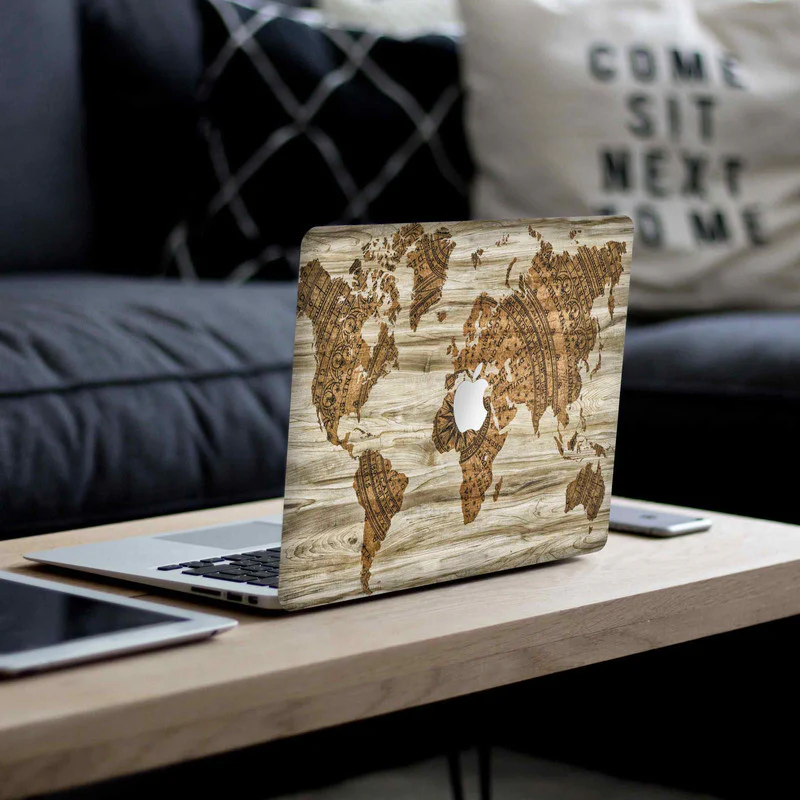 MacBook Wood Map 2 Laptop Skin - Image 2