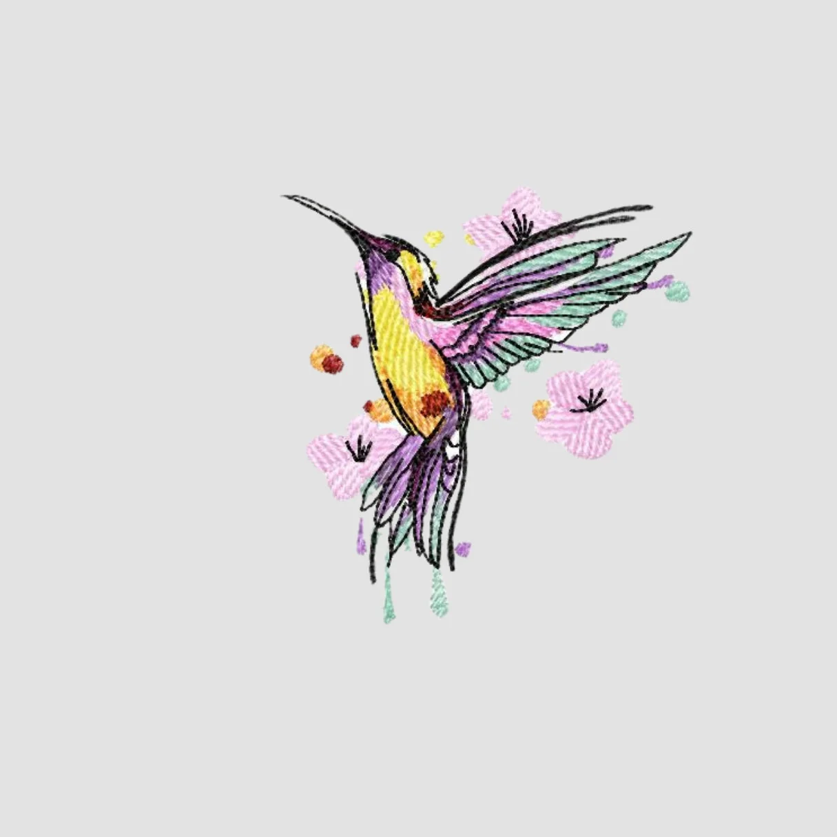 Humming Bird Embroidered White Oversize T-Shirt - Image 2