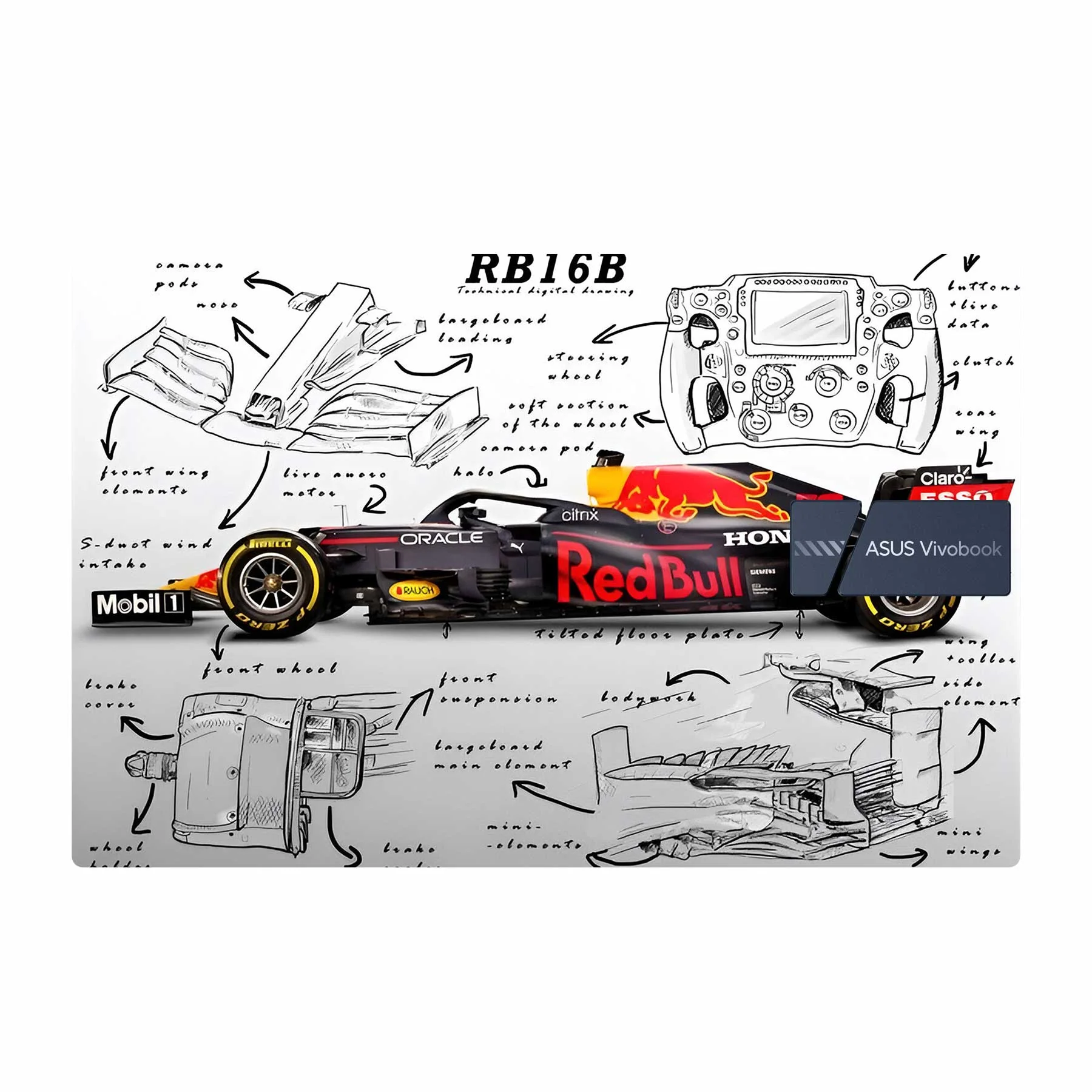 Max First Numbered Redbull Car Asus Vivobook Pro M3500QC (2021) Laptop Skin