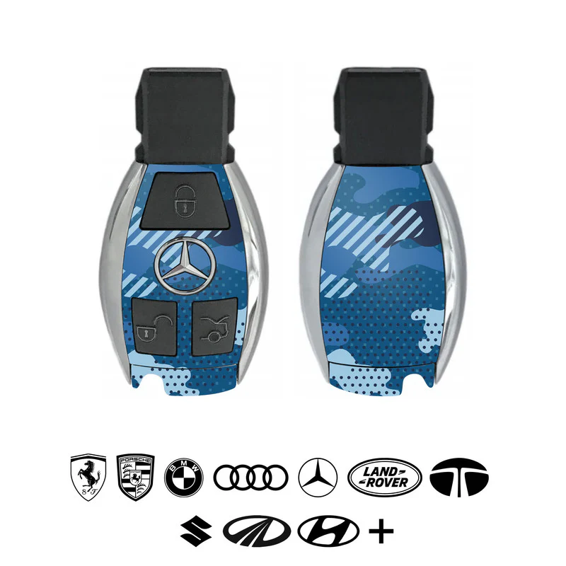 Military Blue Camo Car Key Skins - Image 2