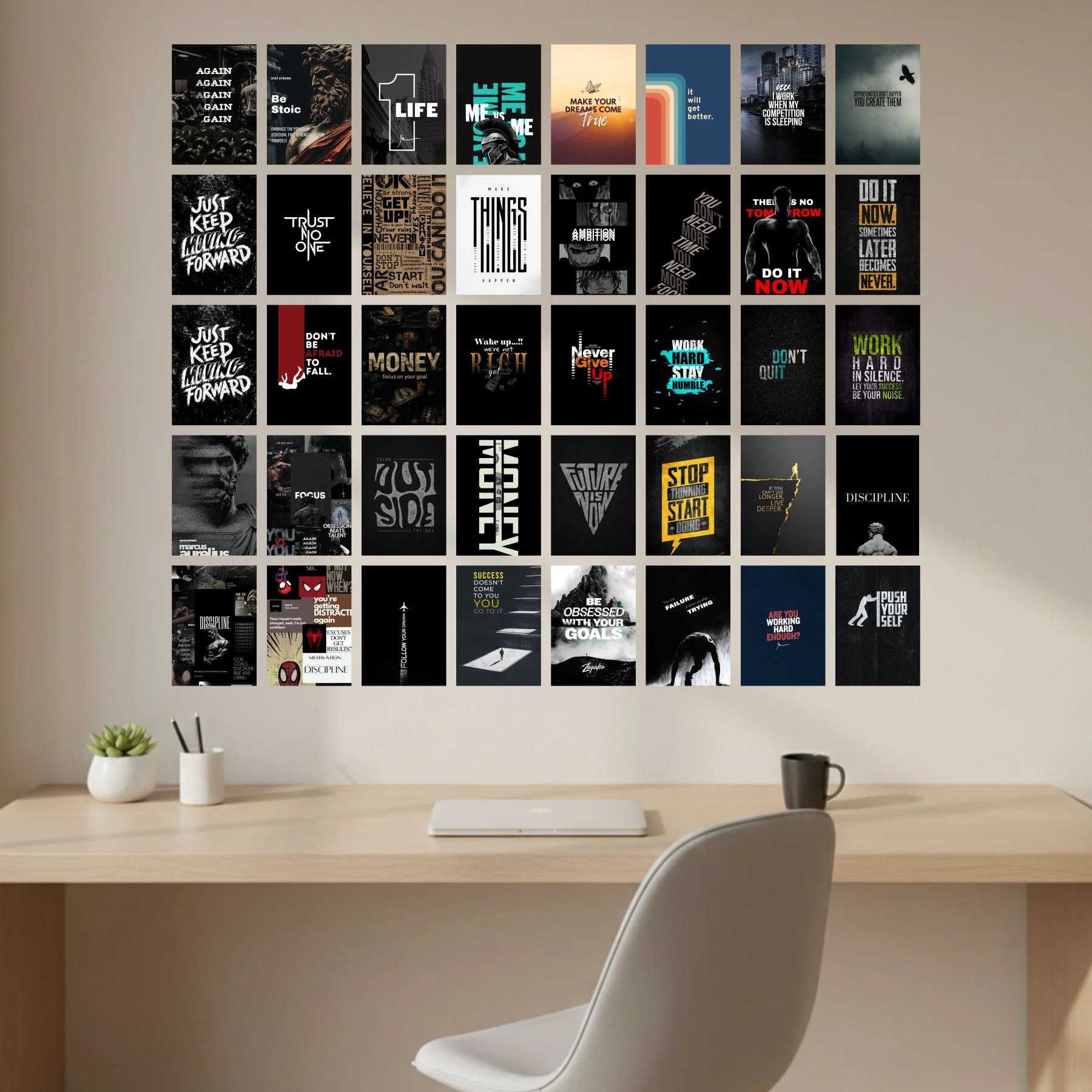 Motivation Poster Set Self Adhesive - Set of 40 A5 Size Posters