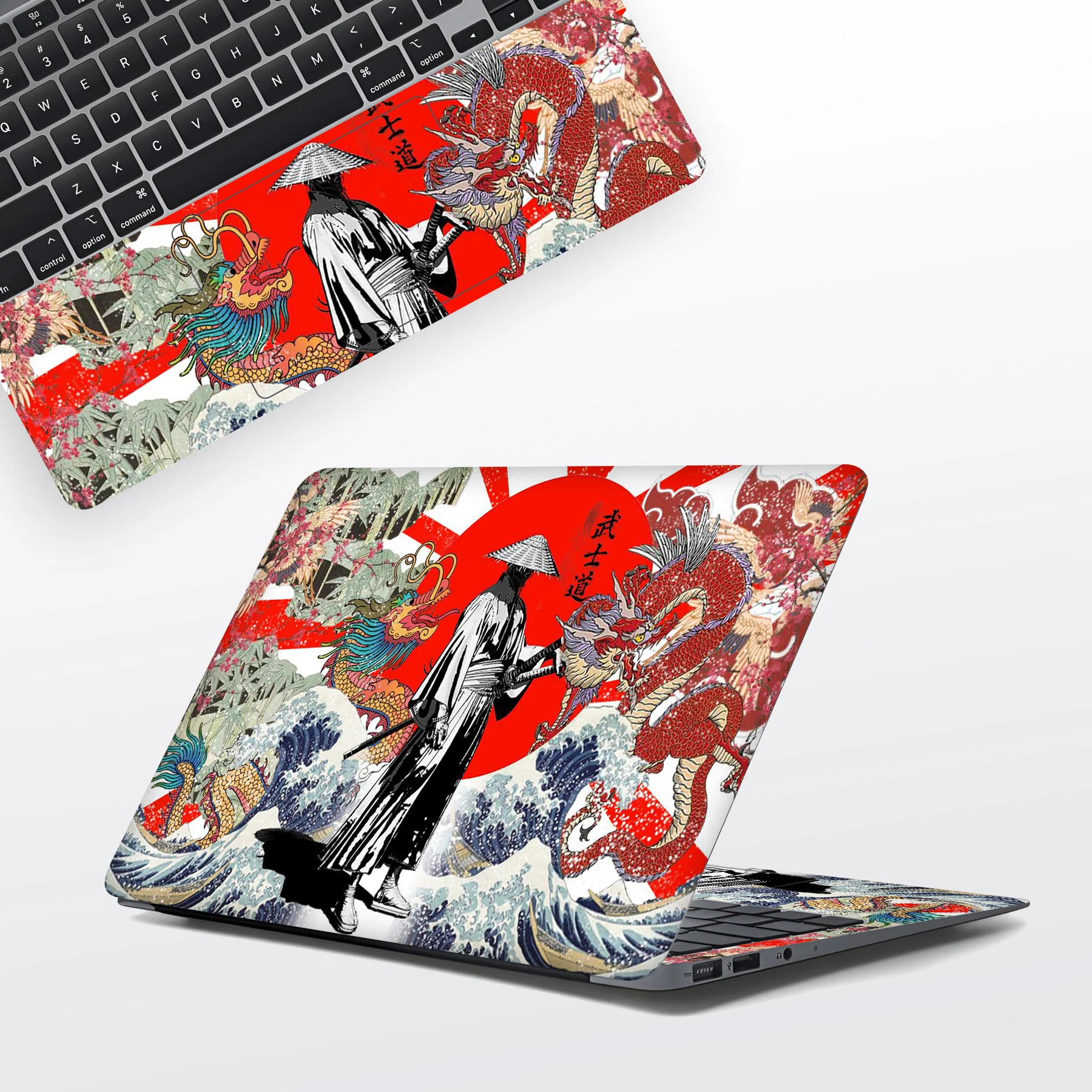 Waves of Kanagawa Red Laptop Skin
