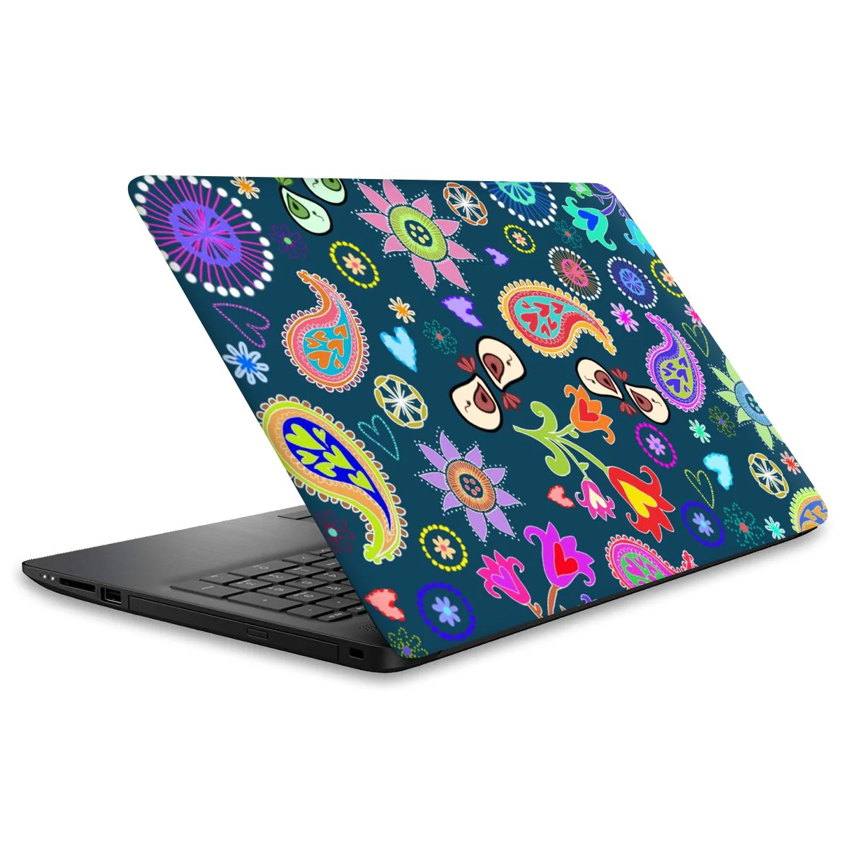 Navy Blue Floral Laptop Skins