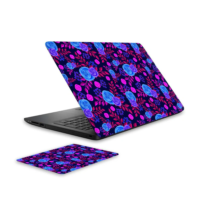 Neon Roses Laptop Skin and Mouse Pad Combo