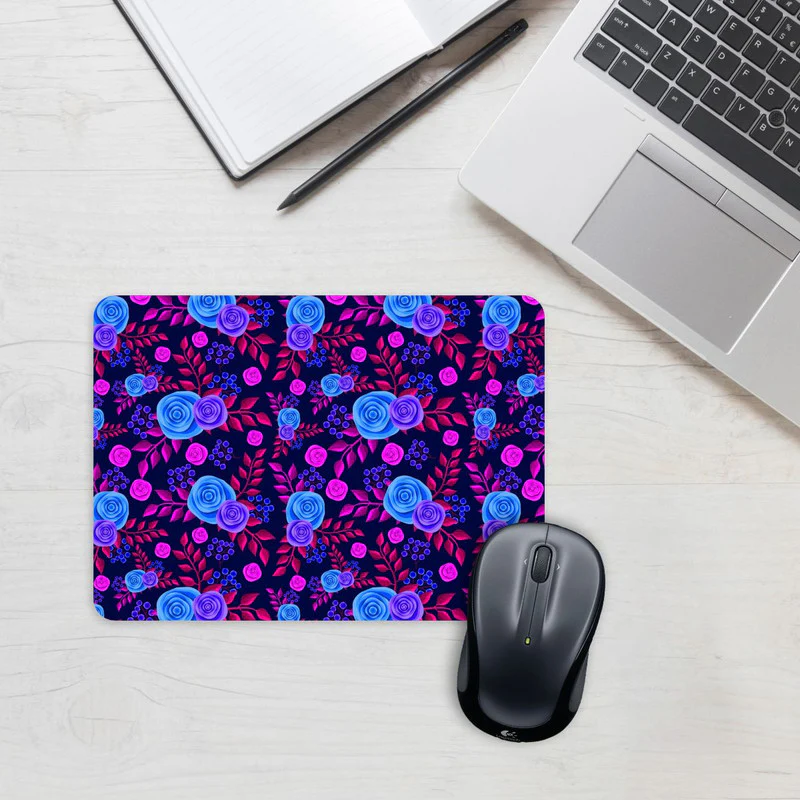Neon Roses Mouse Pad - Image 2