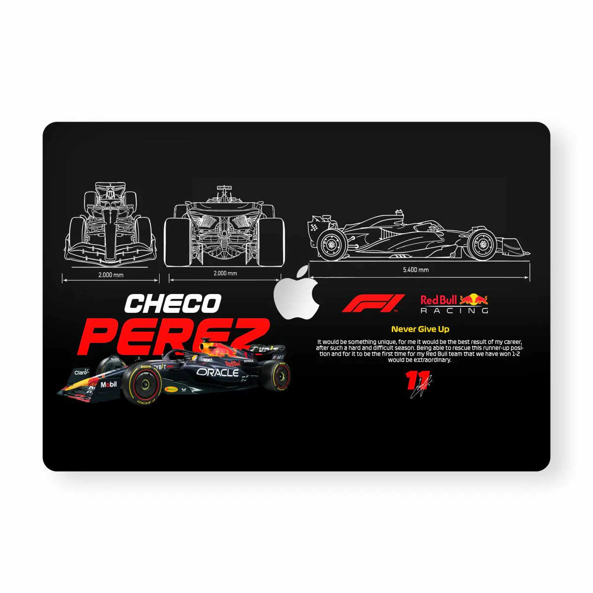 Never Give Up Black Macbook Skin