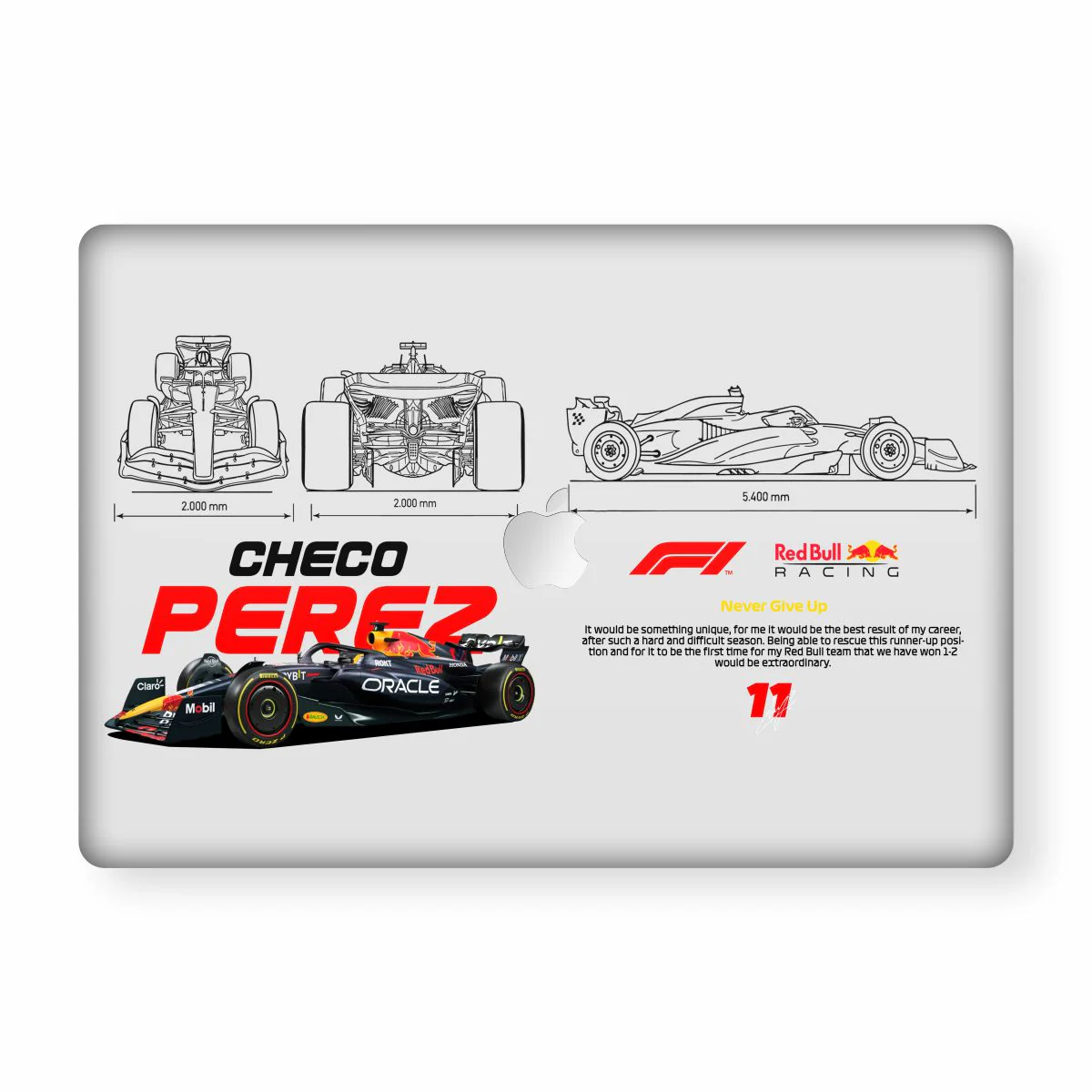 Never Give Up White Macbook Skin
