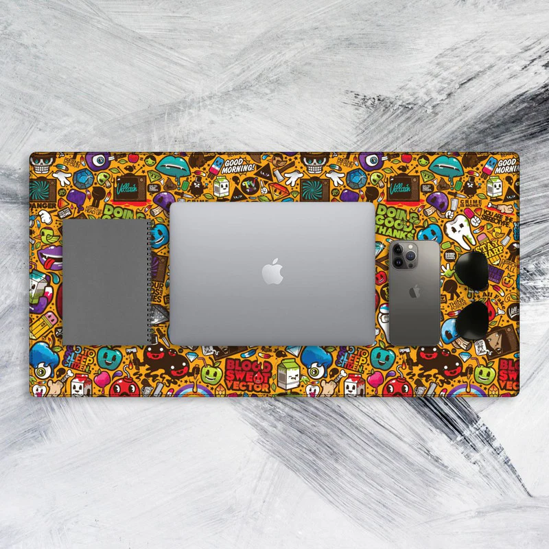 Olive Yellow Abstract Tech Mat