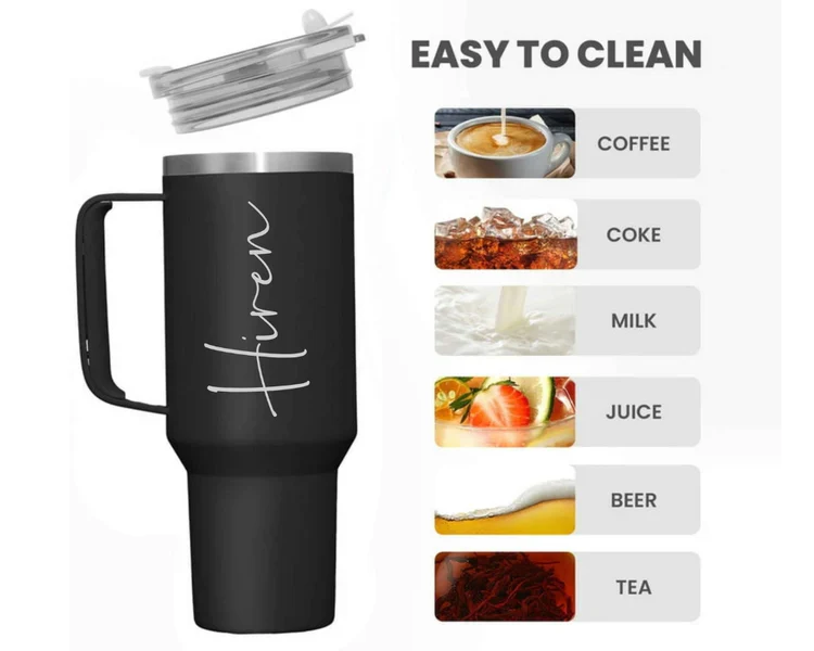 Personalized Coffee Tumbler - Large Insulated Travel Mug 1200 ML - Image 3