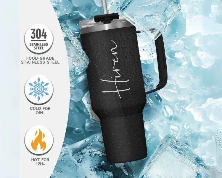 Personalized Coffee Tumbler - Large Insulated Travel Mug 1200 ML - Image 4