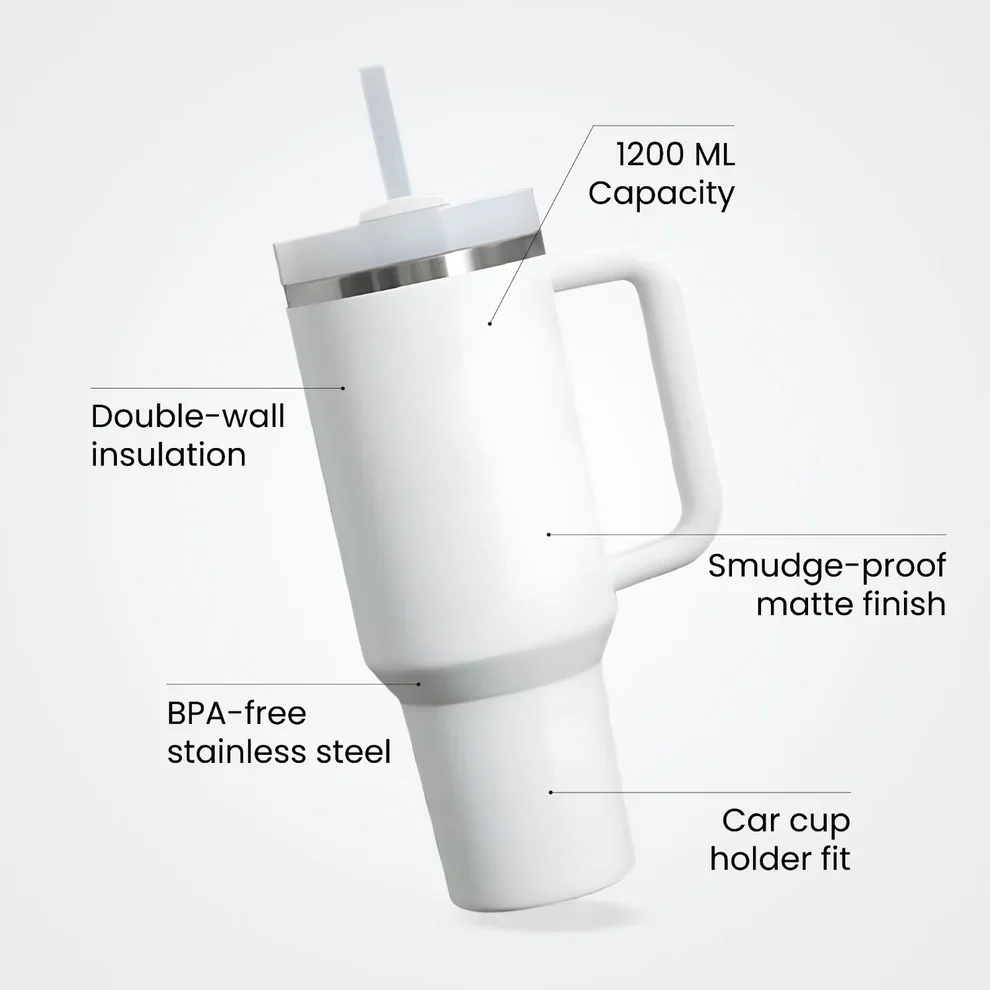 Personalized Coffee Tumbler - Large Insulated Travel Mug 1200 ML - Image 8