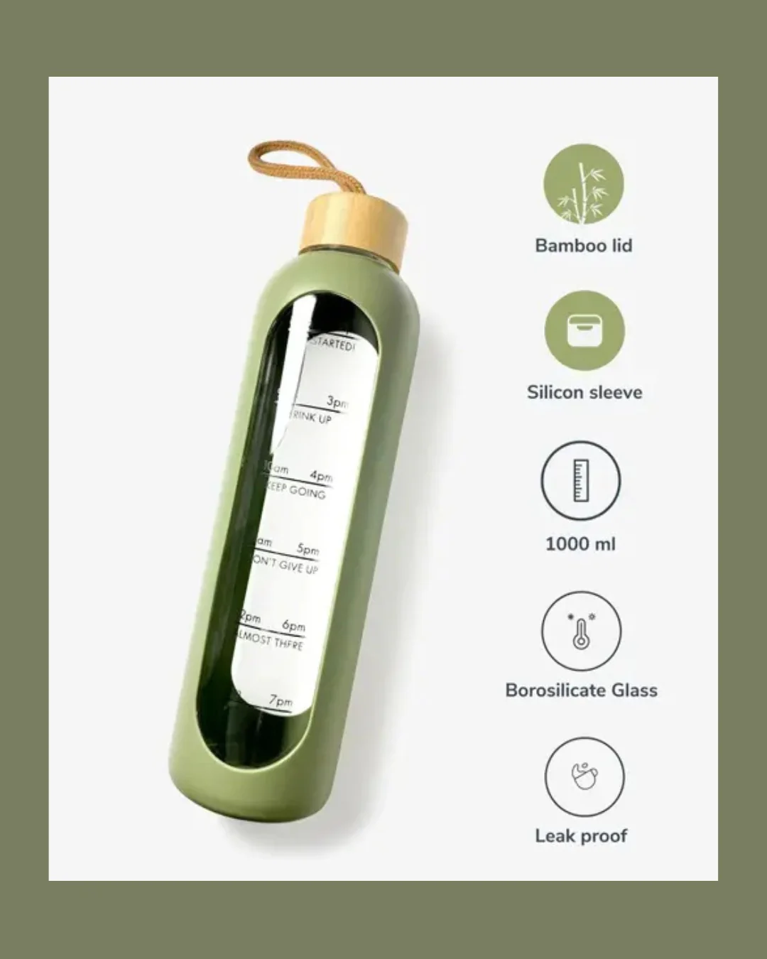 Pillar Borosilicate Glass Water Bottle - Keeps You Hydrated - Image 3