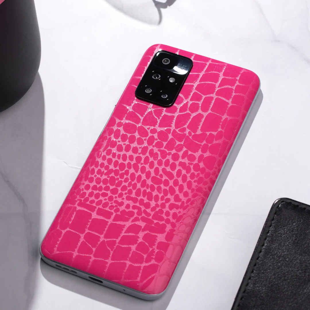 Pink Croc Leather Mobile Skin - Image 4
