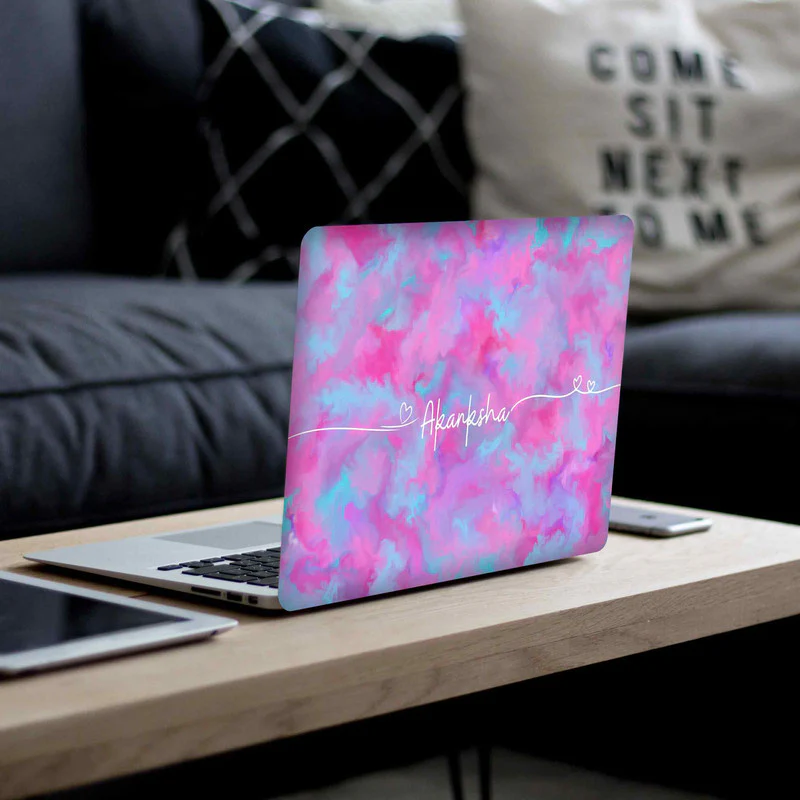 Pink Paint Laptop Skin - Custom Name - Image 2