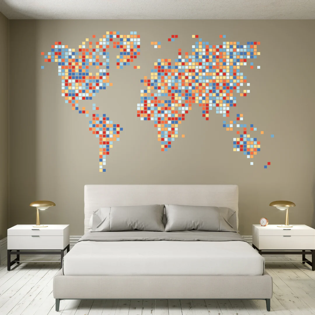 Pixelated Map Wall Sticker
