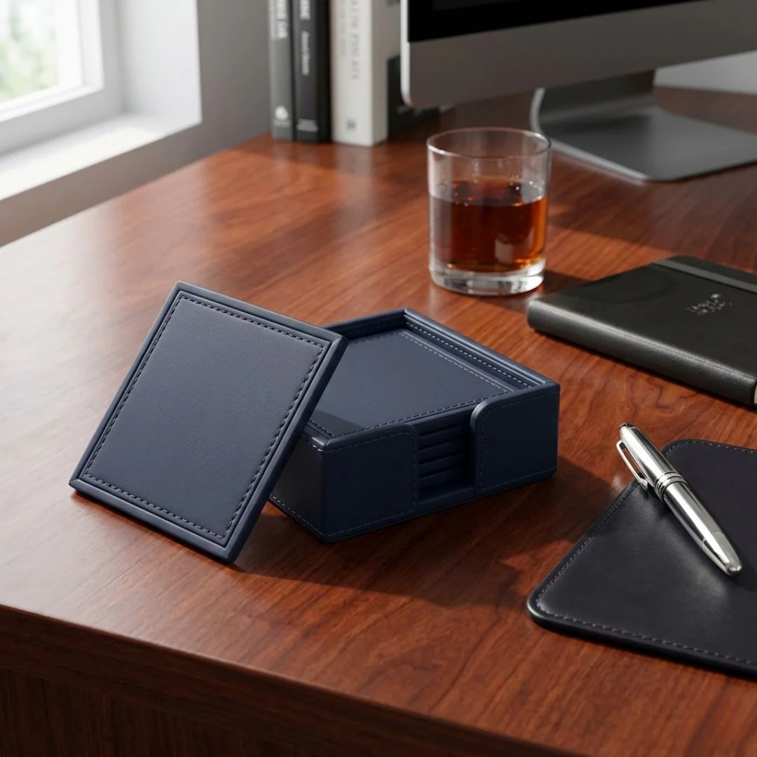 Premium Vegan Leather Coasters (10.2L x 10.2W)