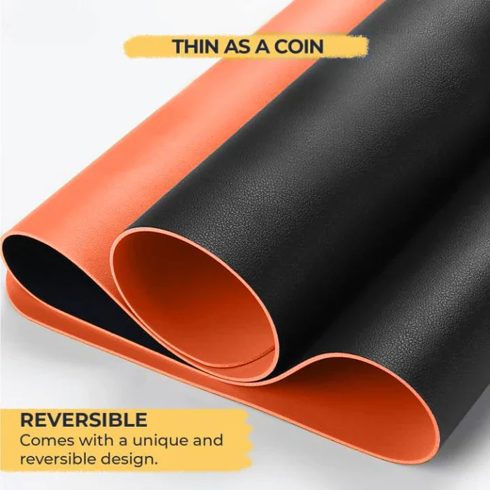 Vegan Leather Desk Mat 1.8mm Black & Orange (70x40 cm) - Image 5