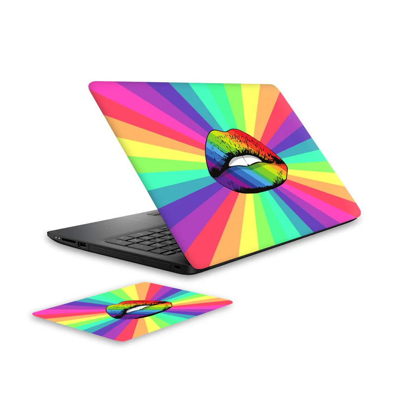 Rainbow Lips Laptop Skin and Mouse Pad Combo