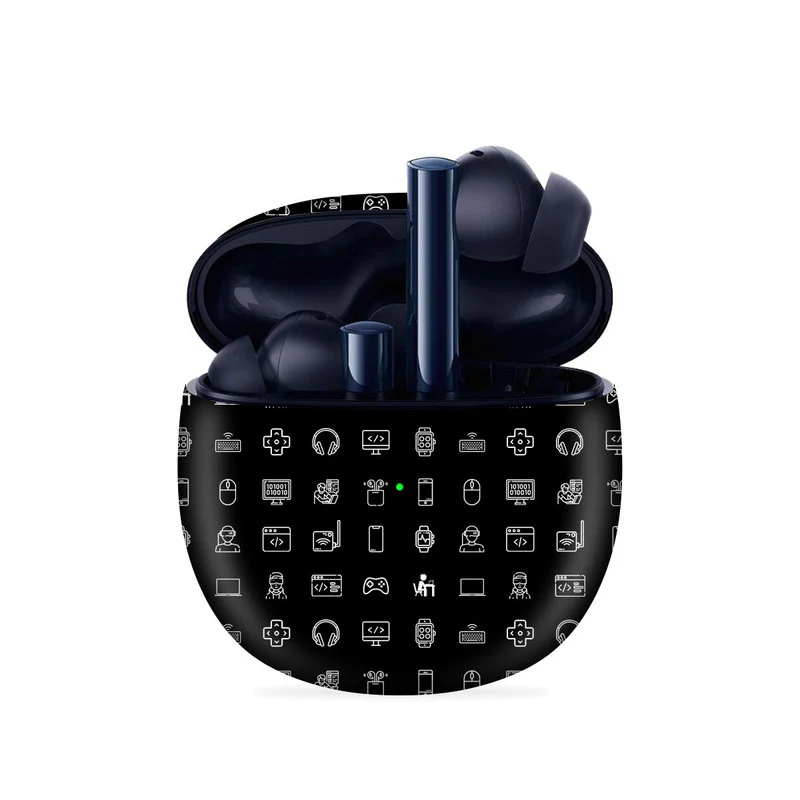 Tech Icons Black Skin For Realme Buds Air 2
