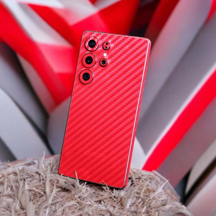Red Carbon Fibre Mobile Skin