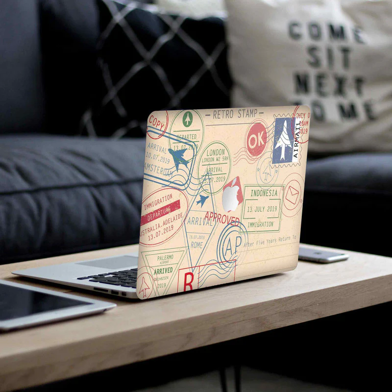 Macbook Retro Stamps Laptop Skins - Image 4