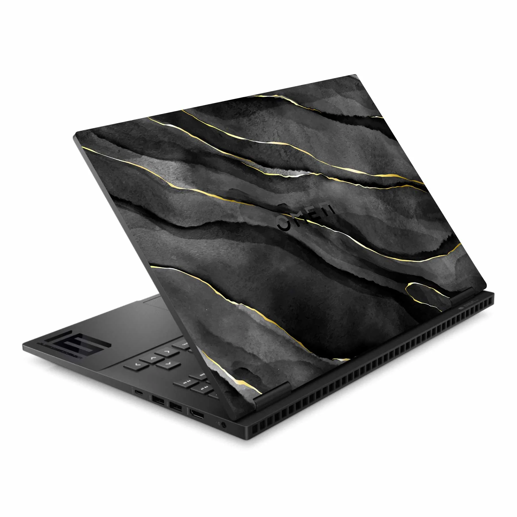 Royal Black Marble HP Omen 16 Laptop Skin