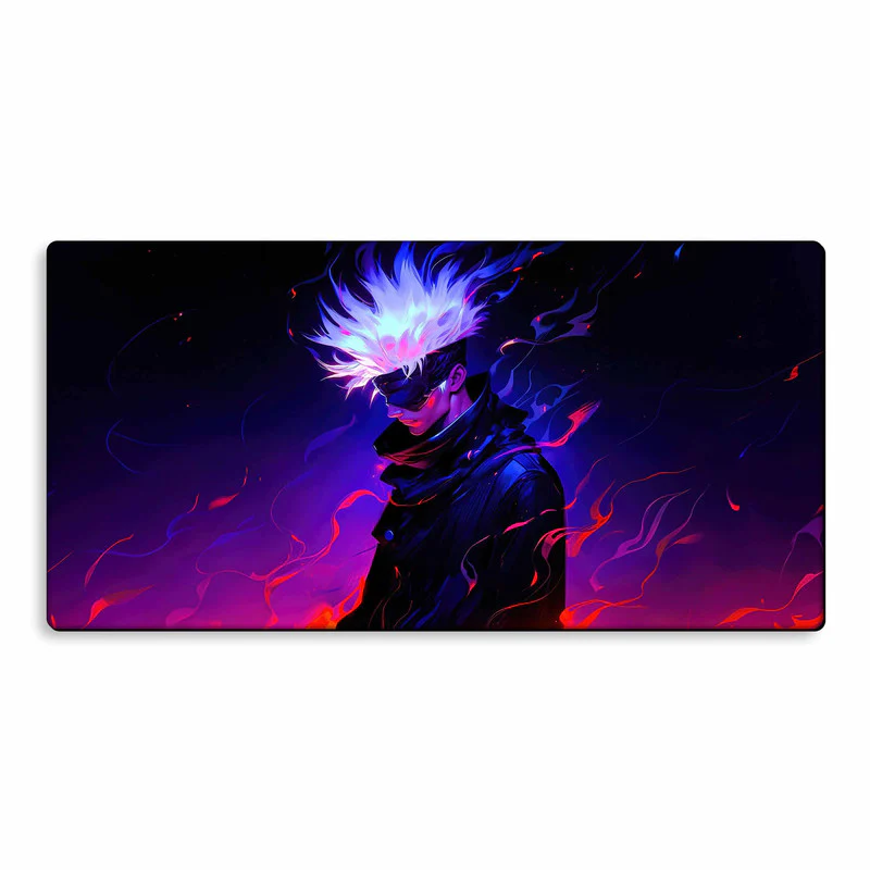 Satoru Gojo in Flames Gaming Mouse Pad