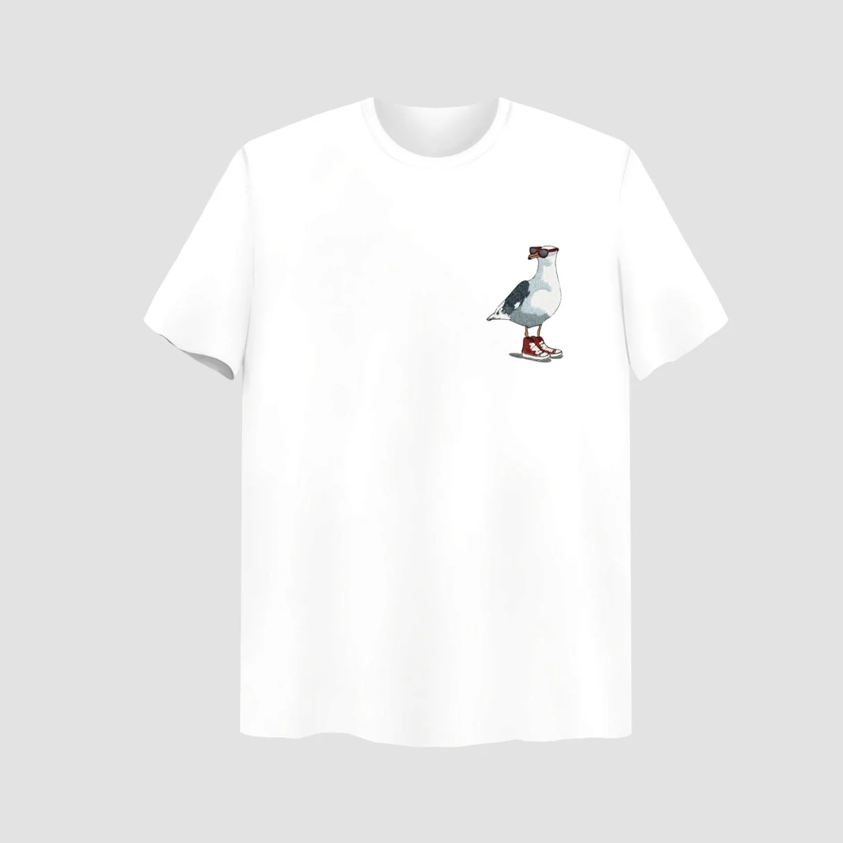 Seagull Embroidered White Oversize T-Shirt