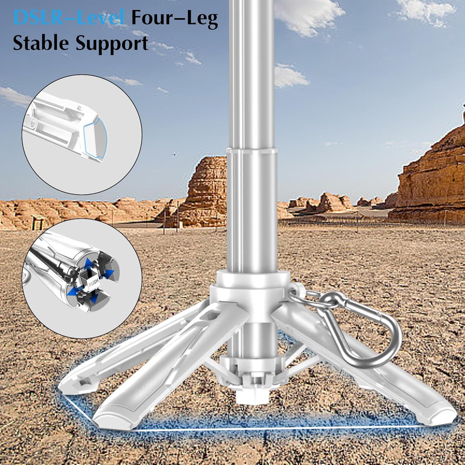 Stainless Steel Retractable Selfie Stick Tripod with Detachable Remote , 3-in-1 Mini Phone Grip - Image 11