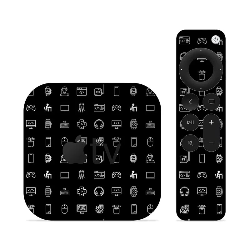 Tech Icons Black Skin For Apple TV