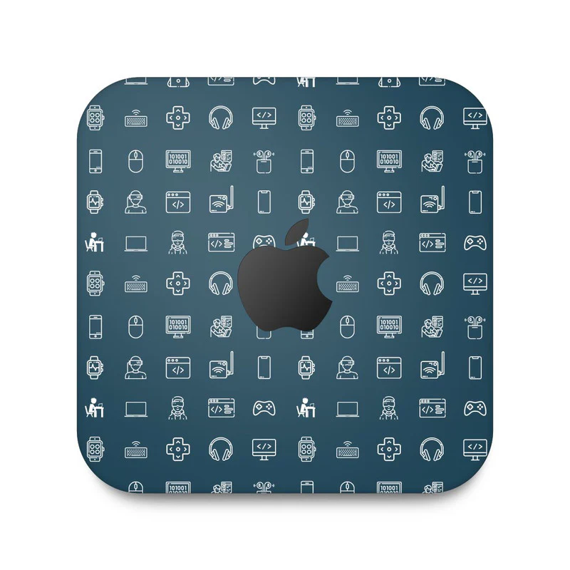 Tech Icons Dark Blue Skin For Apple Mac Mini