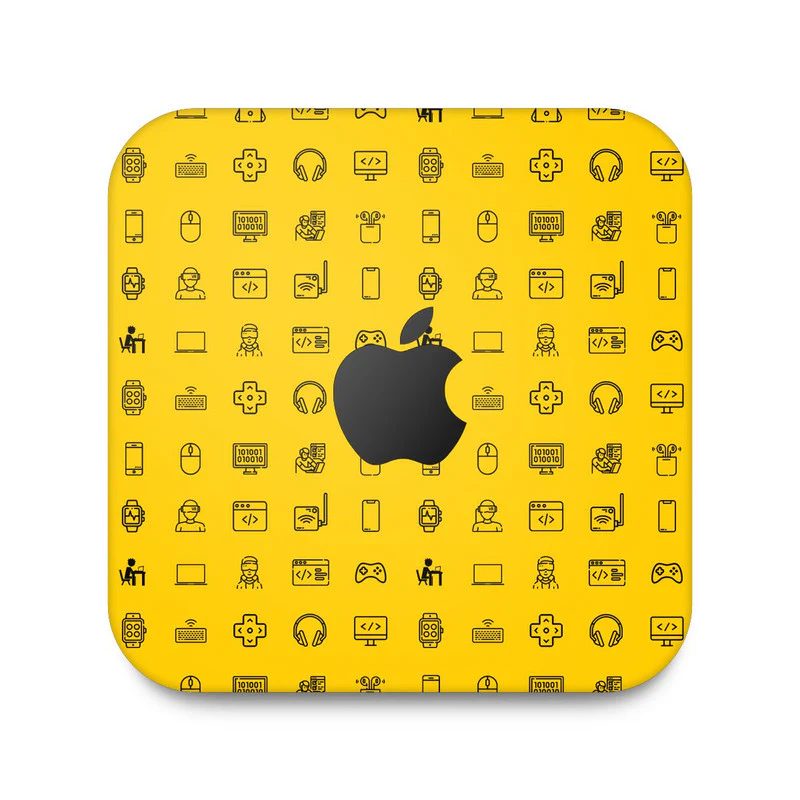 Tech Icons Yellow Skin For Apple Mac Mini