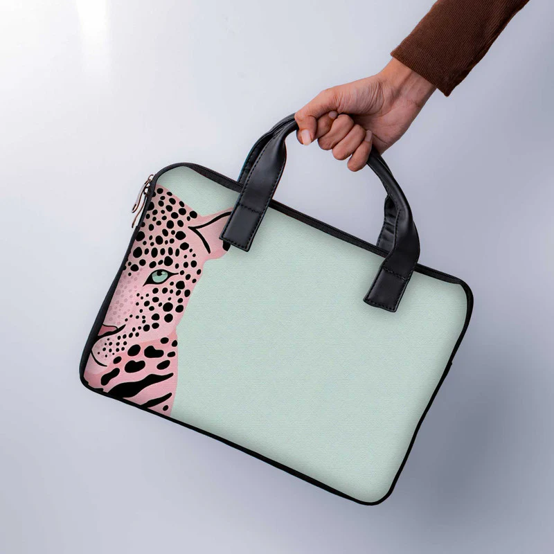 The Pink Leopard Laptop Sleeve With Handle