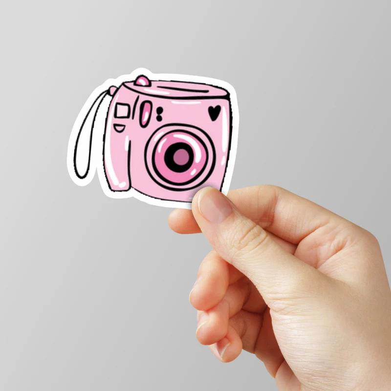 Pink Camera Laptop Sticker