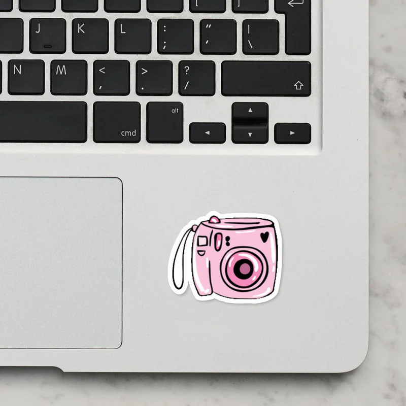 Pink Camera Laptop Sticker - Image 2