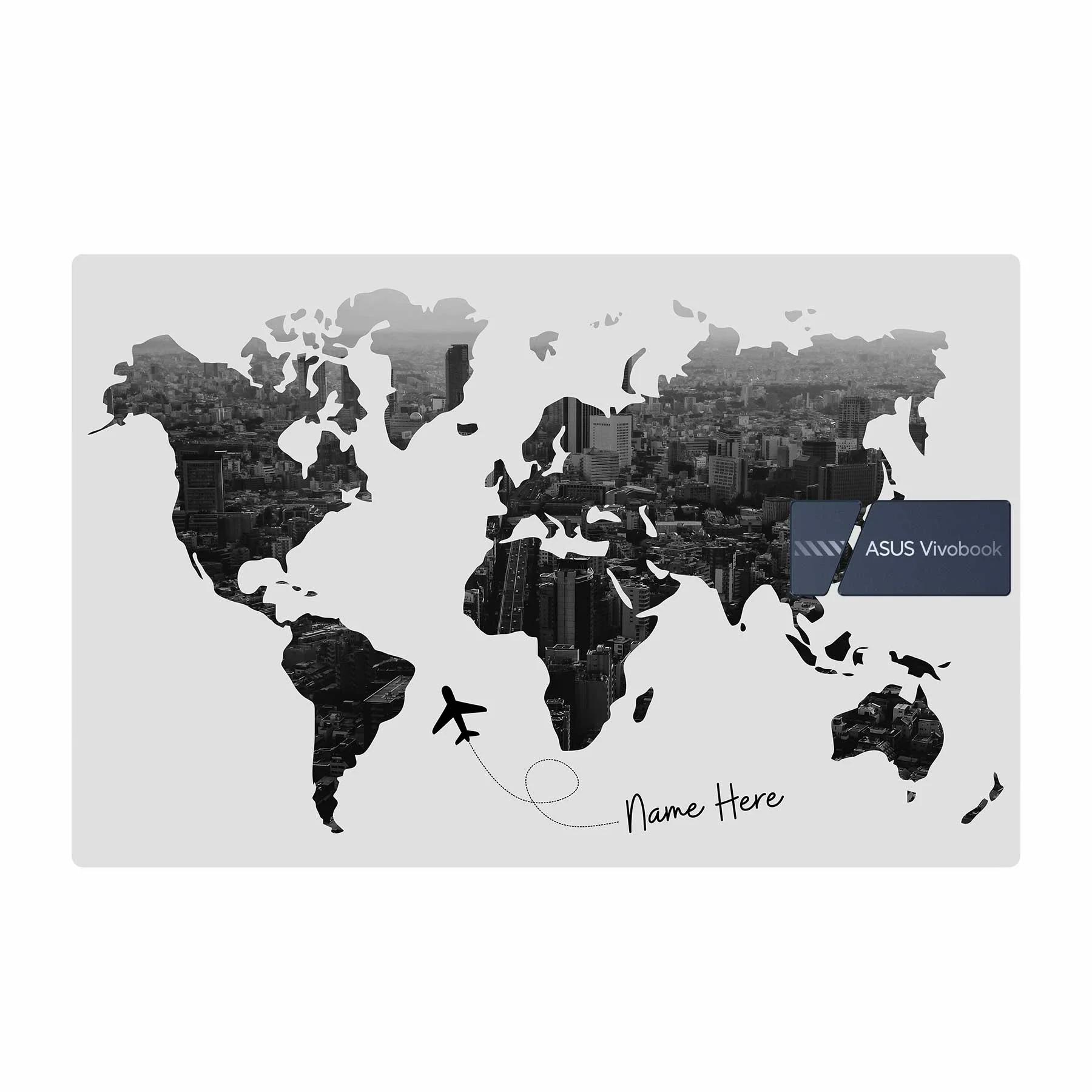 All Over the World Custom Name Asus Vivobook 15 X1504ZA X1502ZA Laptop Skin